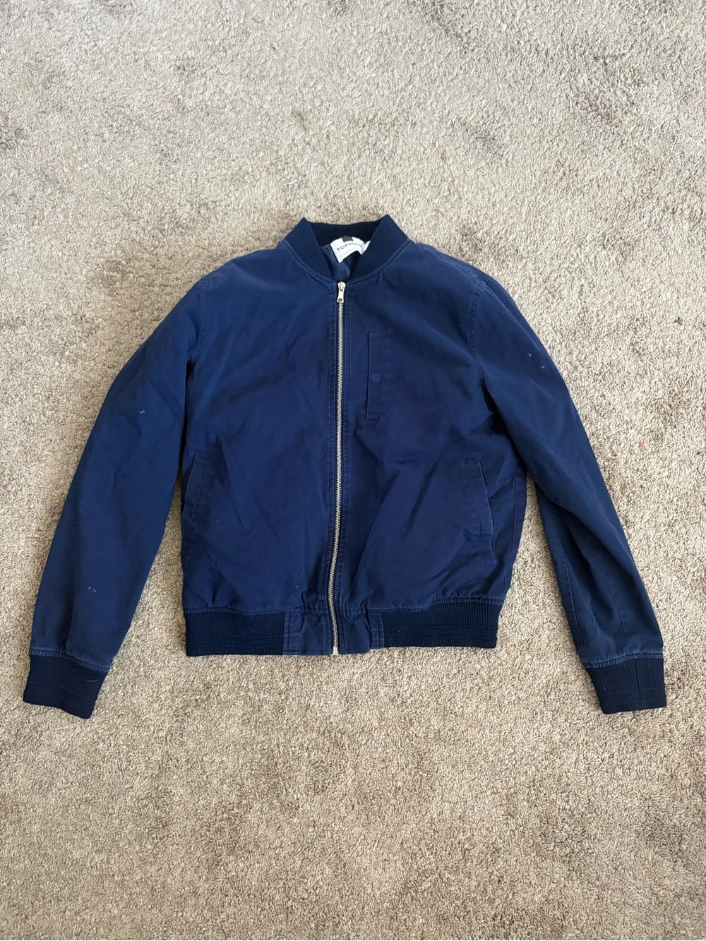 Topman Navy Blue Bomber Jacket